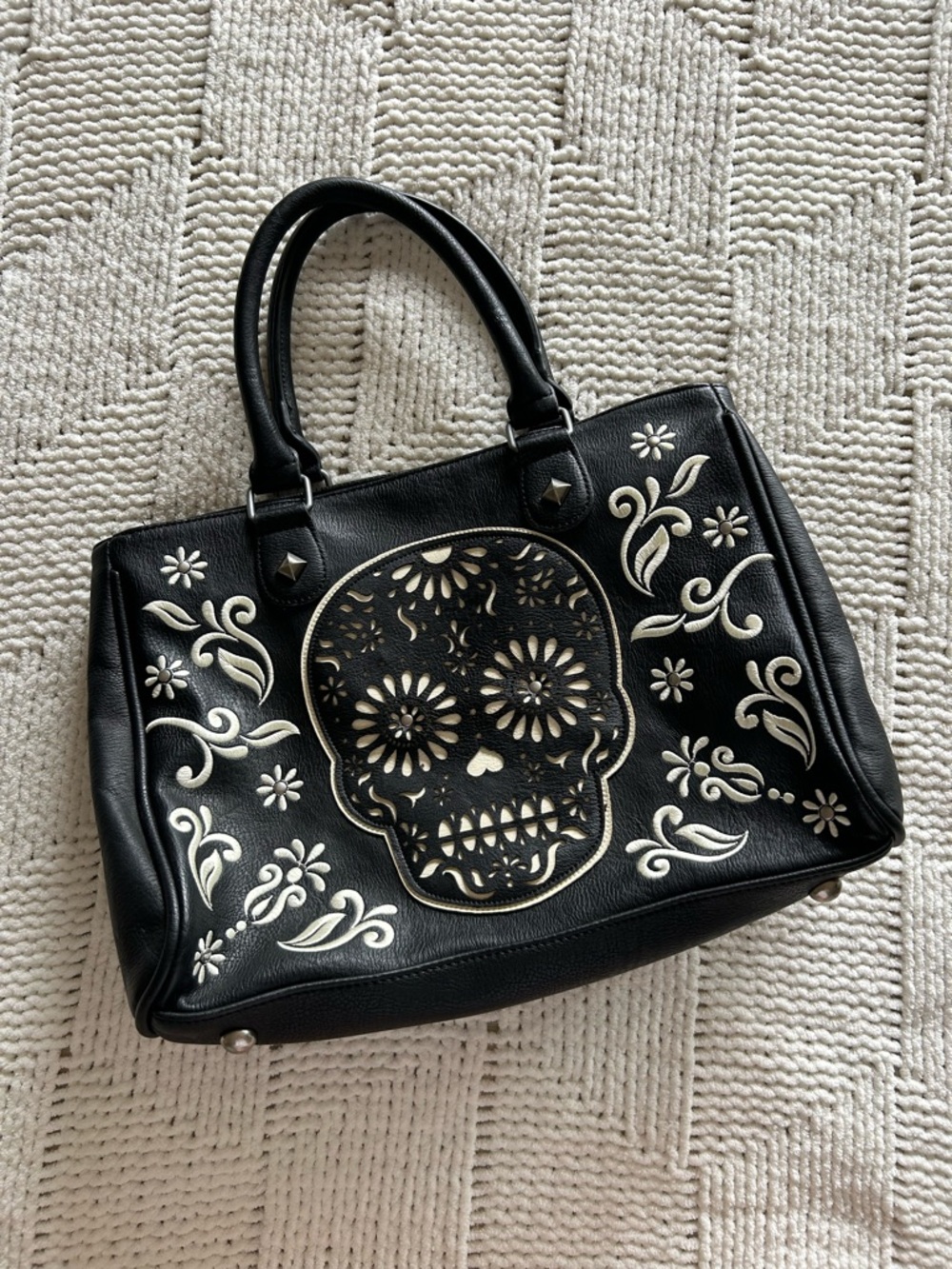 Loungefly Dia De Los Muertos Black Sugar Skull Satchel Purse